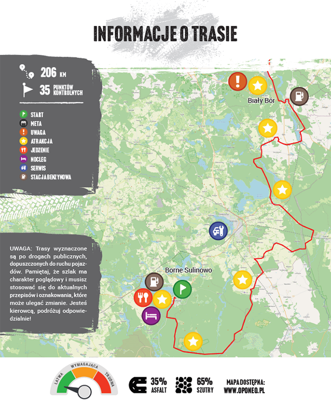 Mapa trasy off road zachodniopomorskie