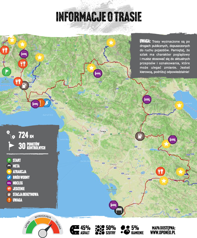 mapka Ekspedycji Oponeo w Albanii