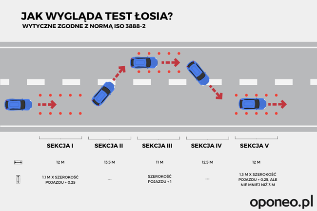 grafika przedstawiająca tor podczas testu łosia