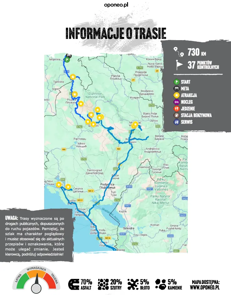 mapa trasy Ekspedycji Oponeo w Czarngórze 4x4