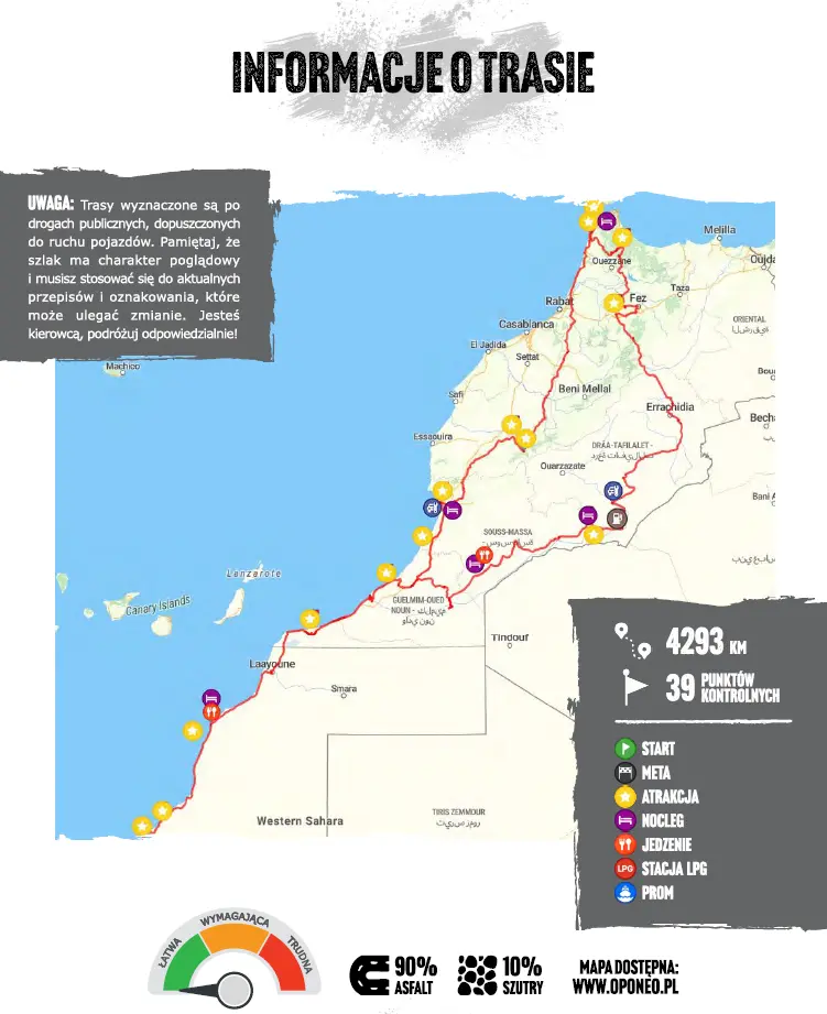 mapka Ekspedycji Oponeo w Maroku