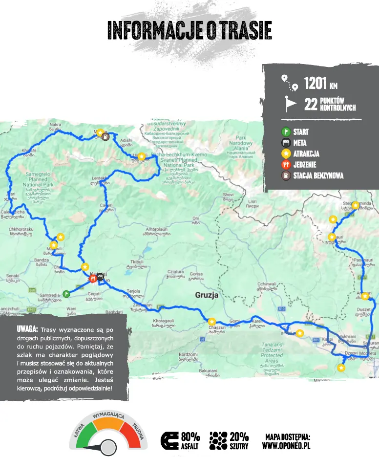 mapka Ekspedycji Oponeo w Gruzji