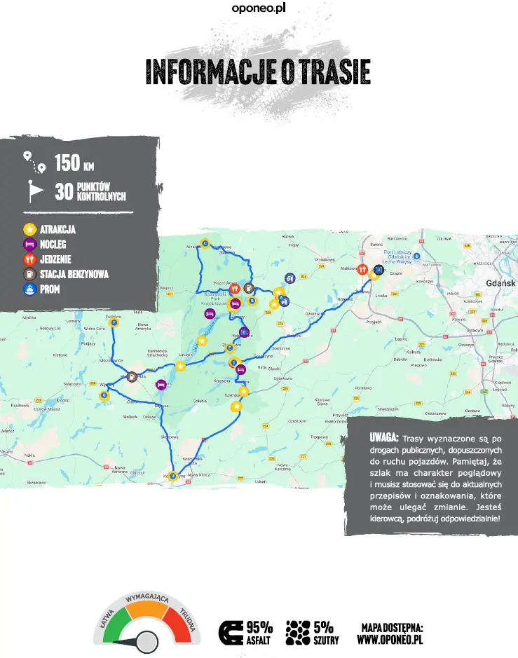 mapka Ekspedycji Oponeo na Kaszubach