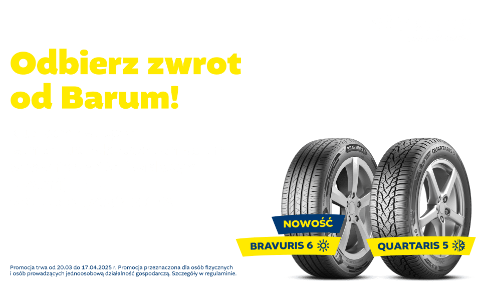 Kup komplet opon letnich lub całorocznych Barum i odbier zwrot! Wejdź na stronę i dowiedz się więcej o promocji!