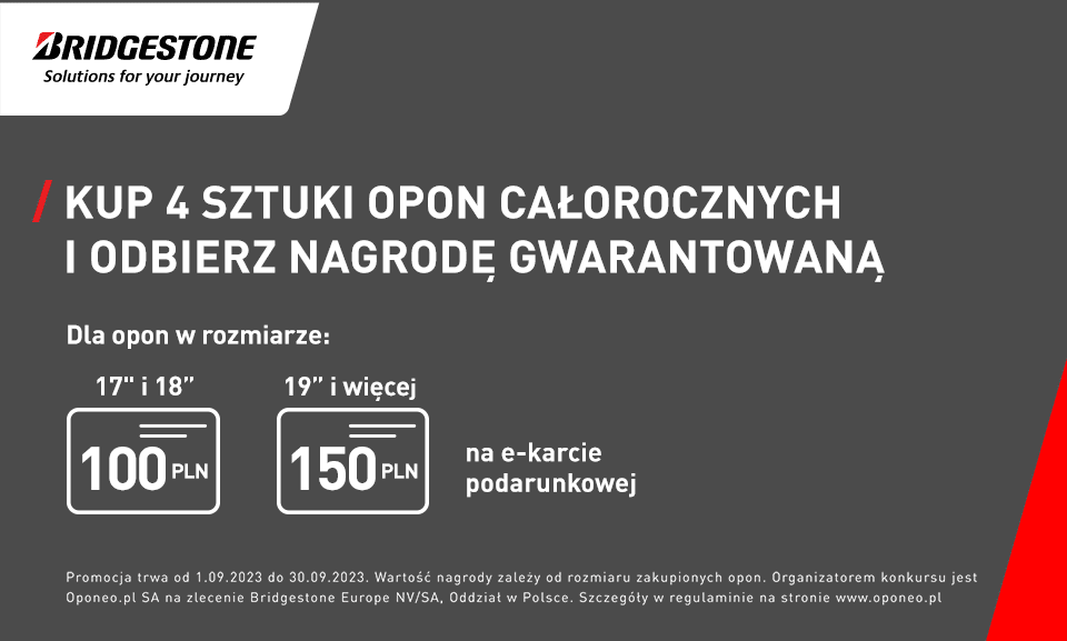Kup komplet opon Weather Control A005 Evo marki Bridgestone i odbierz e-kartę podarunkową!