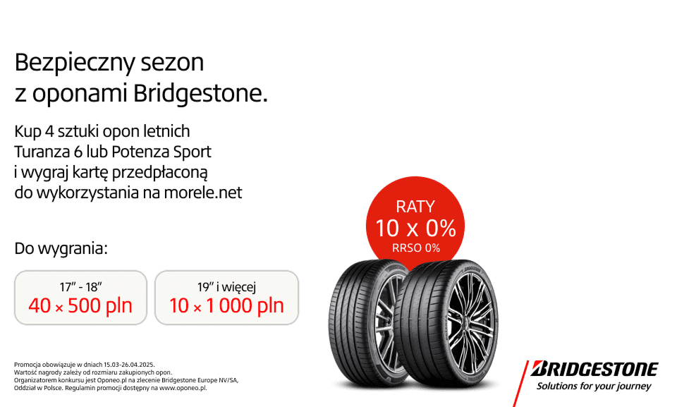 Kup komplet opon całorocznych Turanza Allseason 6 marki Bridgestone i otrzymaj kartę paliwową! Wejdź na stronę i dowiedz się więcej o konkursie!