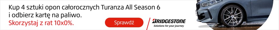 Kup komplet opon całorocznych Turanza Allseason 6 marki Bridgestone i otrzymaj kartę paliwową! Wejdź na stronę i dowiedz się więcej o konkursie!