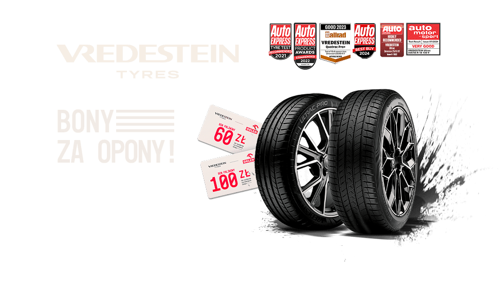 Kup komplet opon letnich lub całorocznych marki Vredestein, otrzymaj kartę paliwową. Wejdź na stronę i dowiedz się więcej o promocji!