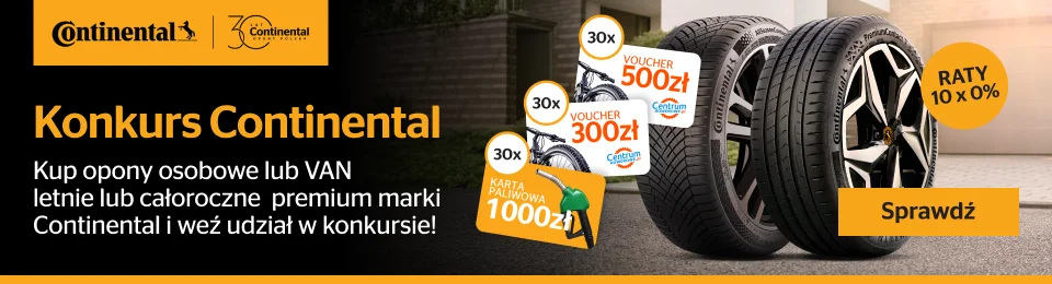 Kup komplet opon letnich lub całorocznych marki Continental, a następnie odpowiedz na pytanie by wziąć udział w konkursie o nawet 1000zł! Wejdź na stronę i dowiedz się więcej o konkursie!