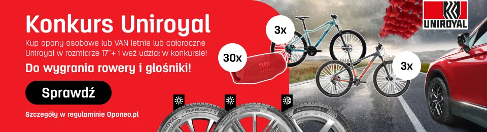 Kup komplet opon letnich lub całorocznych marki Uniroyal, odpowiedz na pytanie by wziąć udział w konkursie! Wejdź na stronę i dowiedz się więcej!