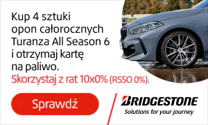 Kup komplet opon całorocznych Turanza All Season 6 lub letnich Turanza 6 marki Bridgestone i otrzymaj kartę paliwową oraz skorzystaj z rat 10 x 0%! Wejdź na stronę i dowiedz się więcej o promocji!