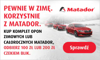 Kup komplet opon zimowych lub całorocznych Matador i otrzymaj nawet 200 zł zwrotu. Wejdź na stronę i dowiedz się więcej o promocji!
