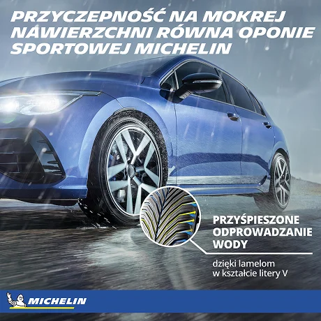Przyczepność na mokrej nawierzchni godna opony sportowej MICHELIN.