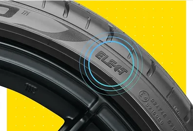 Ściana boczna opony z oznaczeniem ELECT