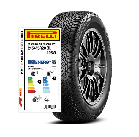 Opona Pirelli Scorpion All Season SF3 z etykietą