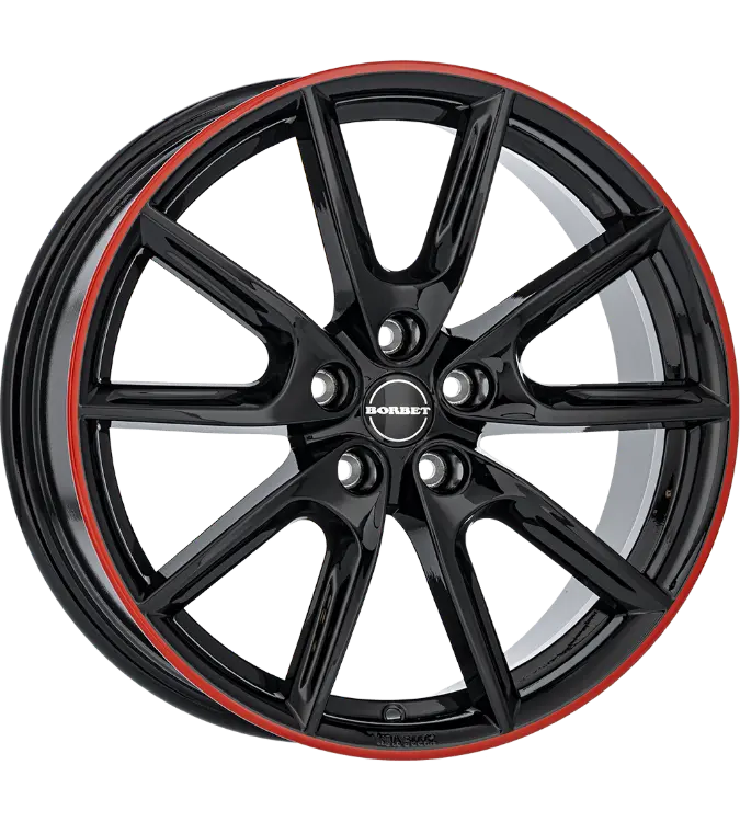 Borbet LX19 black glossy rim red 8,00x19 5x114,30 ET45,00