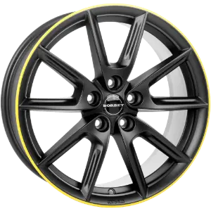 Borbet LX19 black matt rim yellow 8,00x19 5x112,00 ET50,00