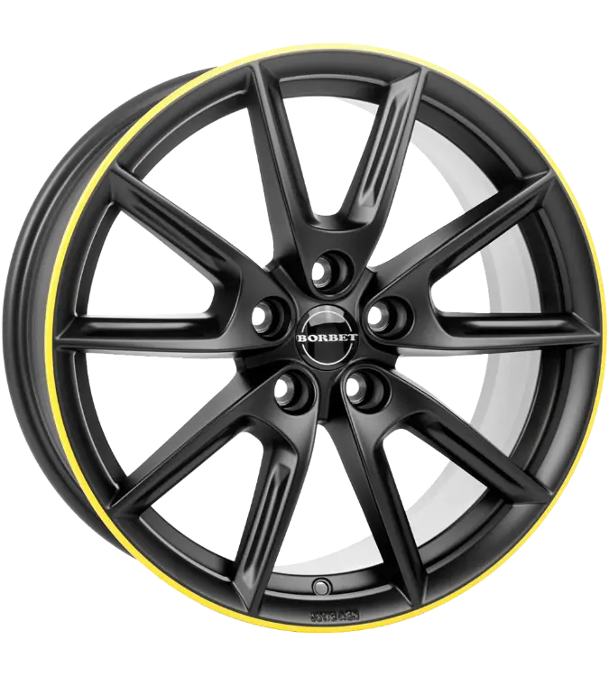 Borbet LX19 black matt rim yellow 8,00x19 5x112,00 ET50,00