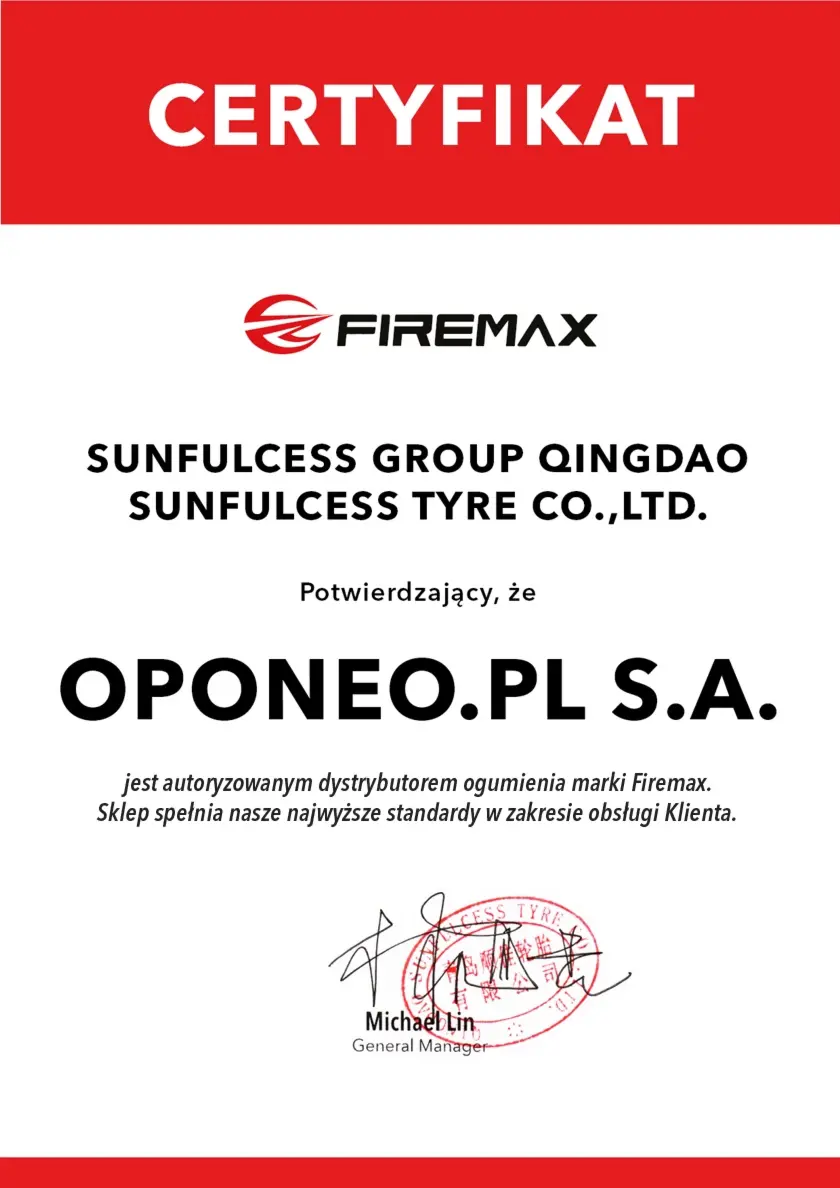 Certyfikat dla marki Firemax