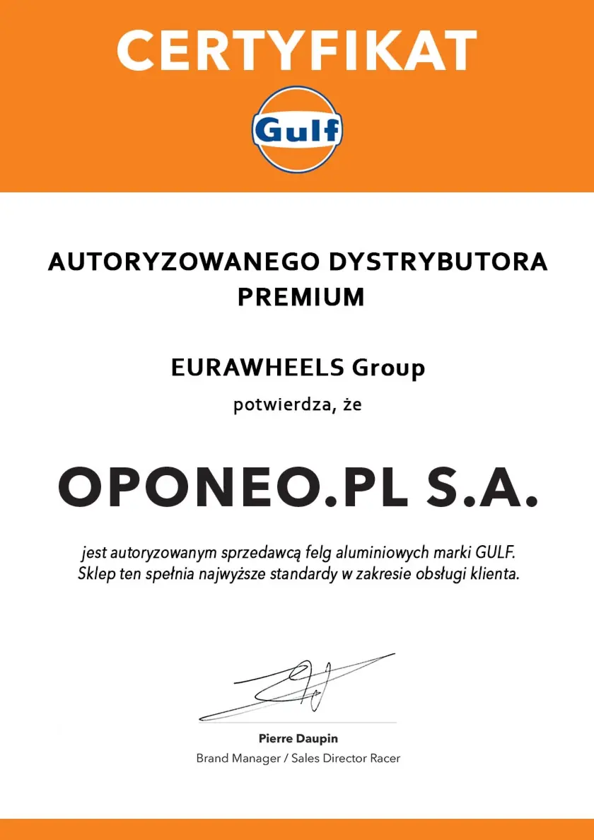 Certyfikat dla marki Gulf
