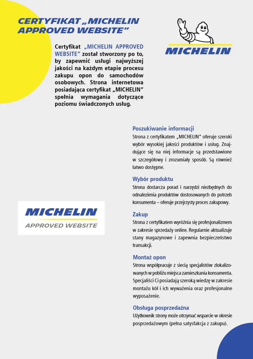 Certyfikat dla marki Michelin