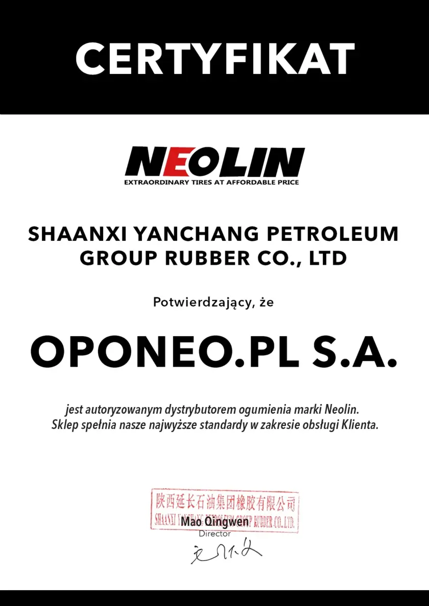 Certyfikat dla marki Neolin