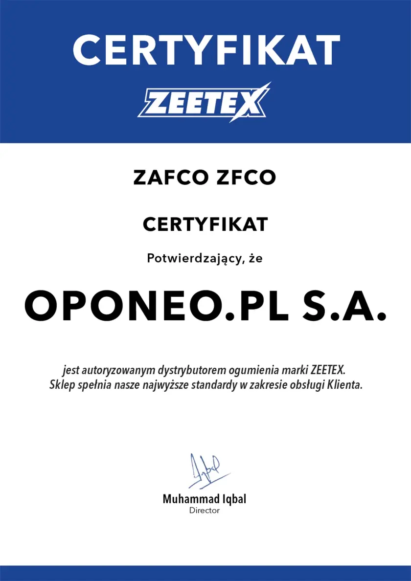 Certyfikat dla marki Zeetex